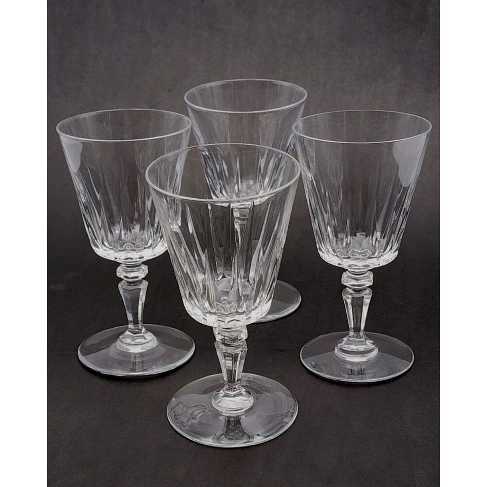 Val Saint Lambert Belgium Crystal BALMORAL Claret Wine Glasses 4 pc Set 5 3/8"